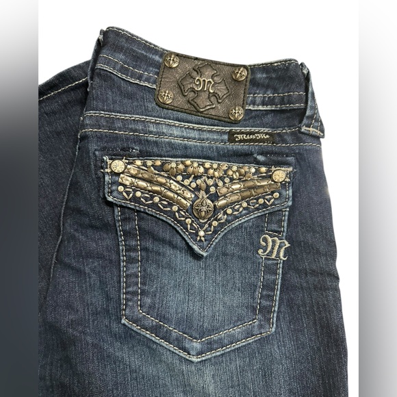 Women's Blue Embellished Jeans - Picture 2 of 8